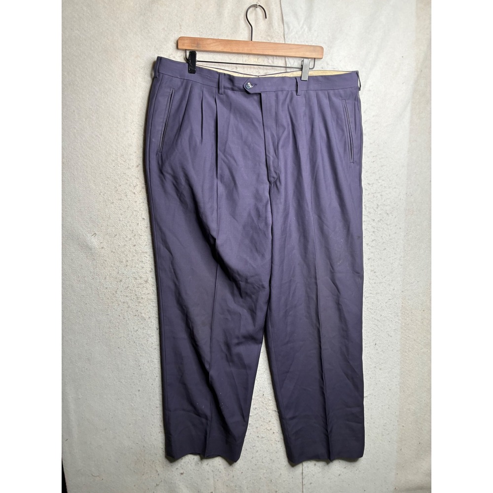 Zanetti Mens Purple Pleated Dress Pants 40 Made in Italy Straight Leg Trousers